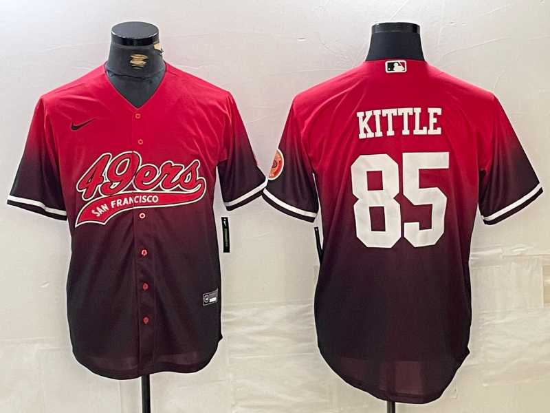 Men%27s San Francisco 49ers #85 George Kittle Red Black With Patch Cool Base Stitched Baseball Jersey->san francisco 49ers->NFL Jersey